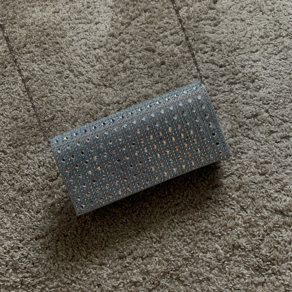 Silver Clutch with strap